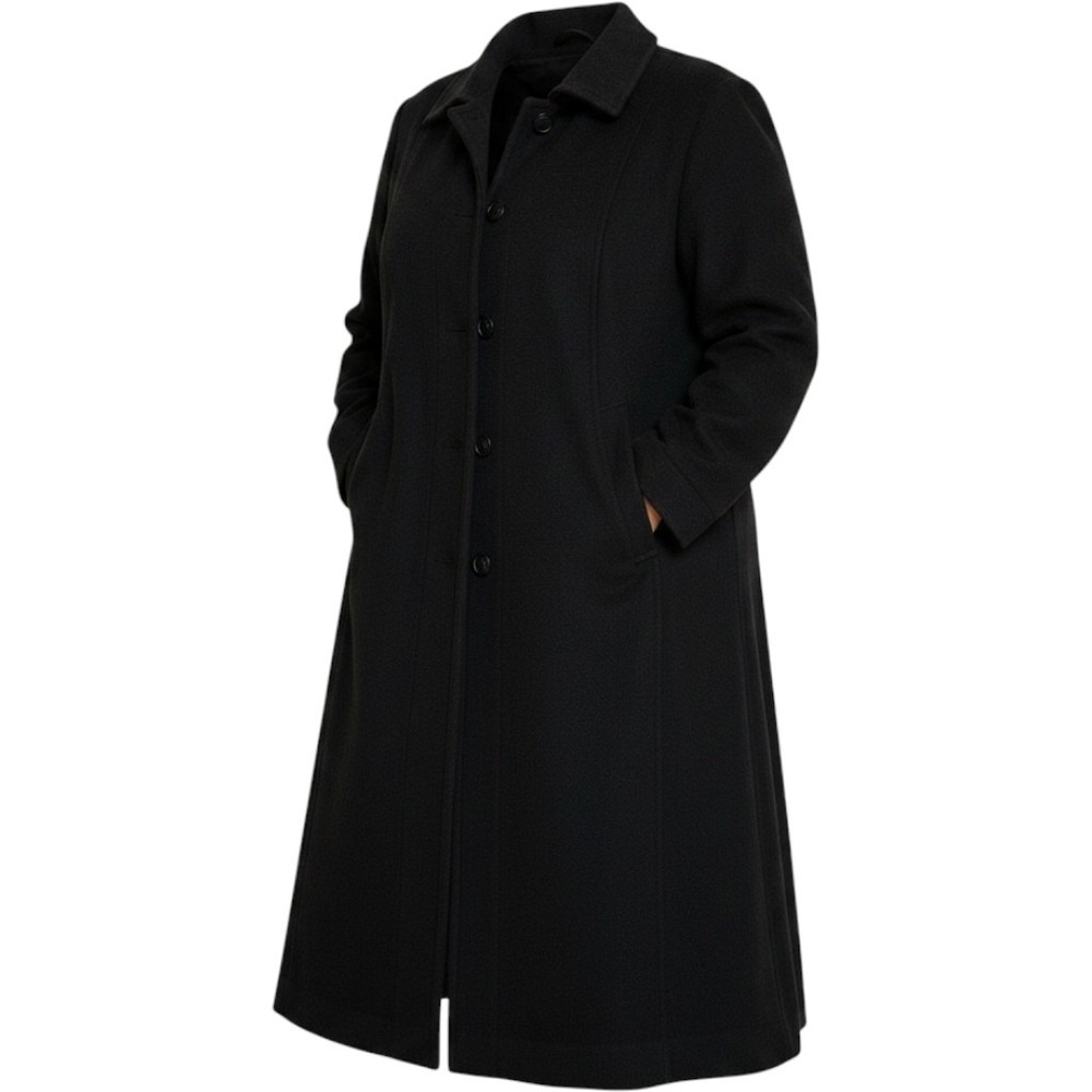 VTG‎  Pendleton Womens Black Wool Trench Coat SZ 16 Full Length Classic 80's